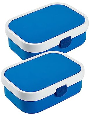 Mepal Brotdose Campus mit Bento-Einsatz & Gabel 700 ml, Farbige Lunchboxen aus Kunststoff mit Clip-Verschluss, 2er Set, ABS, 17.8 x 13.2 x 6.1 cm, blau & blau