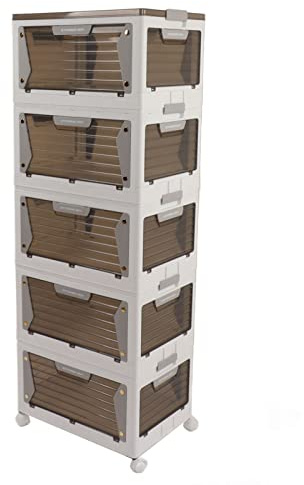 Jeffergarden Bacs de Rangement, Bacs de Rangement Empilables Pliables Plus Résistants avec Fonction d'aspiration Magnétique Stable avec roulettes pour la Maison (5 Couches)