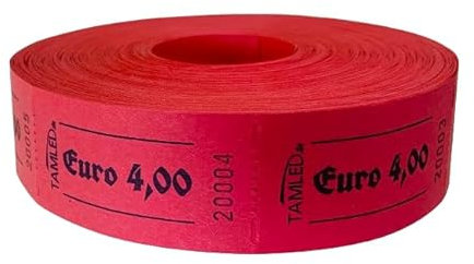 TAMLED Bonrolle Euro 4,00 rot - 1000 perforierte Abrisse