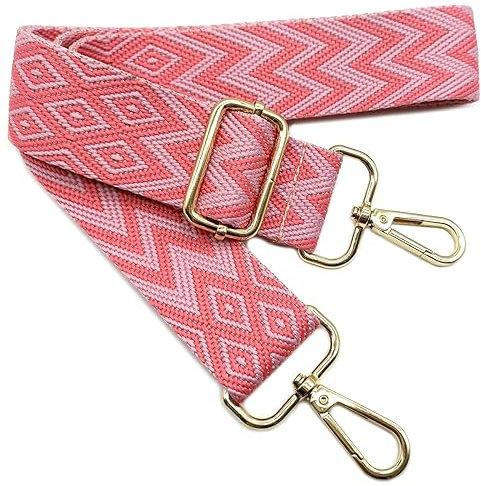 Verstellbarer Schultergurt Tasche Rosa, Taschengurte zum Wechseln, Taschengurt Breit mit Karabiner Gold, 80-130 cm Tragegurt Tasche für Damen Schulterriemen, Moderne Handtasche, 3.8cm, 703