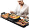 GCCSSBXF Smokeless Electric Grill with Hot Pot 2 in 1 - Multifunctional Korean BBQ Grill for 5-10 People - Non-Stick Double Pot - 2200W Indoor BBQ Hotpot