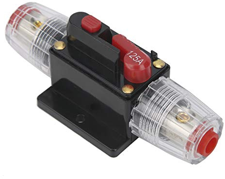 Porte-Fusible 125A Disjoncteur Abs Cuivre 12 24V 125A Disjoncteur Stéréo Auto-récupération Fusible Support en Ligne pour Voiture Bateau
