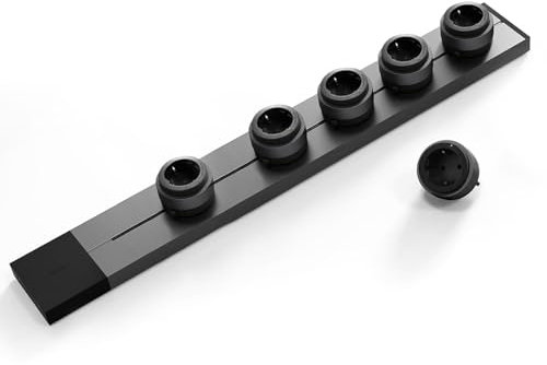 GONEO Steckdosenleiste Wandmontage Küche, Mehrfachsteckdose Wandmontage, Stromschiene Steckdose für Küche Wohnzimmer Büro Schlafzimmer 750 mm Schiene mit 5 abnehmbare Adapter, 7360 W MAX, 32 A