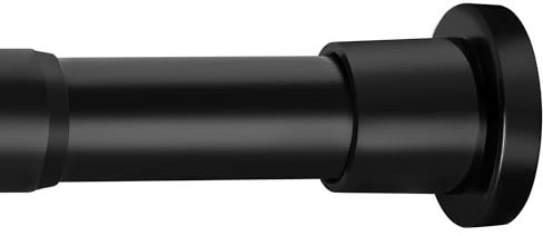 Bastone per Tenda da Doccia Regolabile Nero 73-194cm, Bastone per Tenda Senza Forare per Tenda Doccia, Tenda Porta, Armadio, Bagno