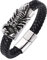 Wycian Armband Schwarz Unisex, Armbänder Herren Skorpion Magnetschnalle Geflochtenes Lederarmband 20.5CM Rostfreier Stahl für Männer Frauen