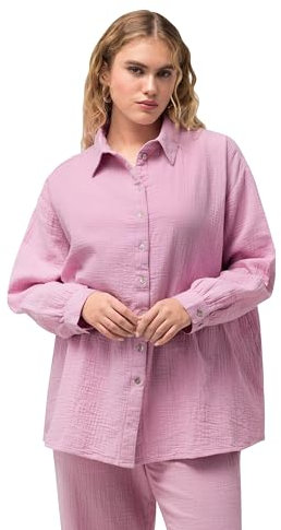 Ulla Popken Damen Musselin Hemdbluse Bluse, Hellviolett, 46-48