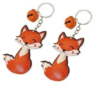 Gmbkouo 2 petits porte-clés renard, accessoires de porte-clés de voiture en forme d'animal de dessin animé, Orange, taille unique