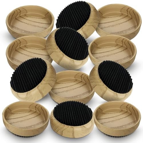 SOL 12pk Rubber Case Castor Cups - Non-Slip Caster Cups to Protect Wooden Floors and Carpets - Floor Protectors for Furniture Legs, Chairs, Tables, Sofas & Heavy Furniture