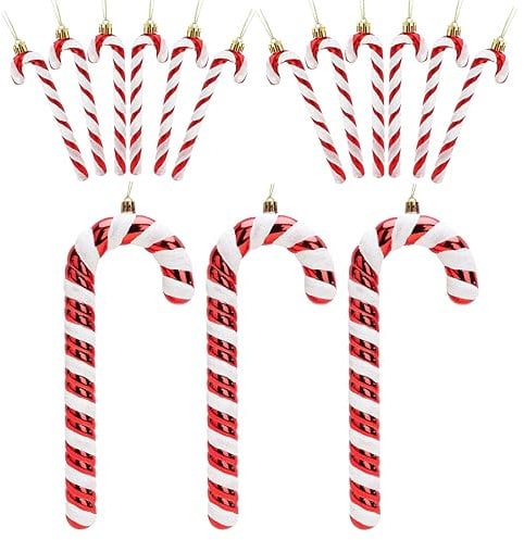 Christmas Concepts® 15 Piece Red & White Candy Cane Bundle - 3 x 250mm (9.8) Giant Candy Canes & 12 x 130mm (5) Candy Canes - Glitter Christmas Tree Decorations