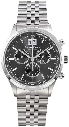 Bruno Söhnle Herrenuhr Original NEU Turin Chronograph Herrenuhr Silber Grau Datum Quarz Saphirglas 40mm- 17-13229-742