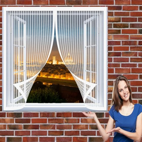 Moustiquaire Magnétique Porte 82 x 128 cm Rideau de Porte Antimoustique Sans Poinçon Pou Aimantée Moustiquaire pour Fenêtres Porte, Blanc