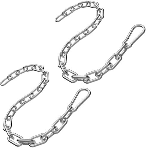 Gate Chain Lock, 23.6 Inch 304 Stainless Steel Chain Fence Gate Latch with Carabiner, Outdoor Hardware Lock Chain for Yards, Pet Cages, Horse Goat Dog Stall Barn and Fence Gates (Silver Dia 5mm-2Pcs)
