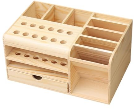 MagiDeal Boîte de rangement de tournevis avec tiroir, support de pincettes, mécanique en bois, boîte à outils de bricolage polyvalente, accessoires d'étagère