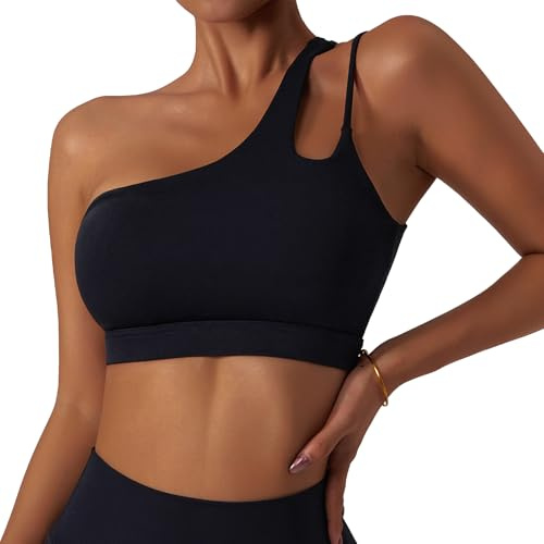 Happy Cherry Frauen Eine Schulter Sport BHS Schönheit Rücken Yoga BHS Mittlere Unterstützung Bandeau Crop Tops