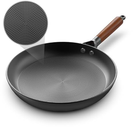 LAMFO Sartenes antiadherentes, sartenes de hierro fundido de 25.4 cm de larga duración, sartén de hierro fundido duradera y ligera con mango desmontable, apta para horno y lavavajillas, sartén
