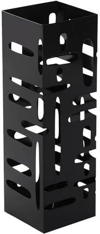 DRW Porte-Parapluie carré en métal ajouré Noir 15,5 x 15,5 x 49 cm