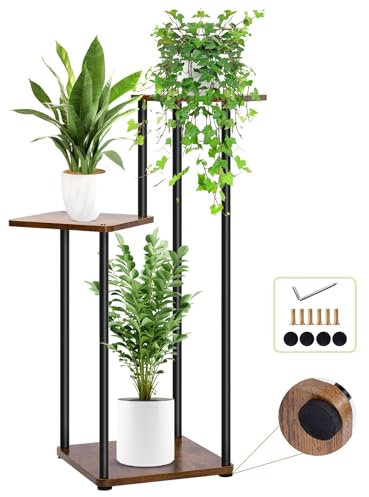 Rainie 3 Tier Plant Stands Indoor Outdoor, Metal Flower Shelf Corner Flower Pots Holder for Multiple Plants, Tiered Plant Stand Display Rack for Living Room Bedroom Balcony Garden Patio(Black)