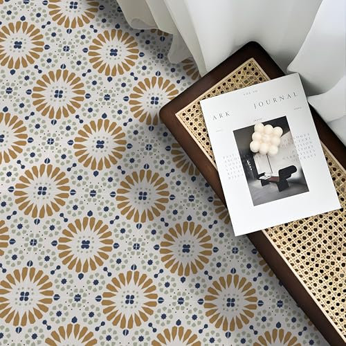Alwayspon Vinyl Flooring, Retro Orange Self Adhesive Stick on Floor Tiles Transfer for Bathroom Kitchen, Splashback, Peel and Stick Vinyl Flooring Tiles Sticker, 24PcsX20cm/8inch