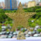 Christmas Tree Toppers Xmas Glitter Gold Hollow Star Treetop Topper for Christmas Tree Decoration (Gold, 20CM*25CM)