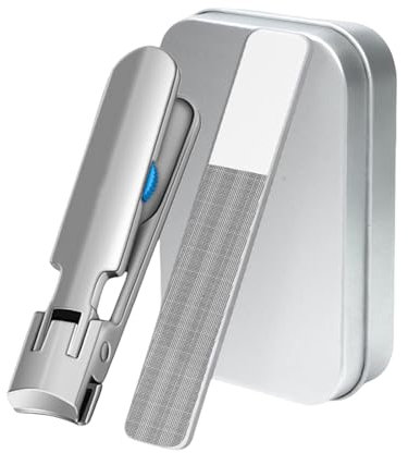 Ensemble de coupe-ongles en acier inoxydable - Ergonomique biseauté - Grand coupe-ongles biseauté épais (B argent + lime à ongles nano)