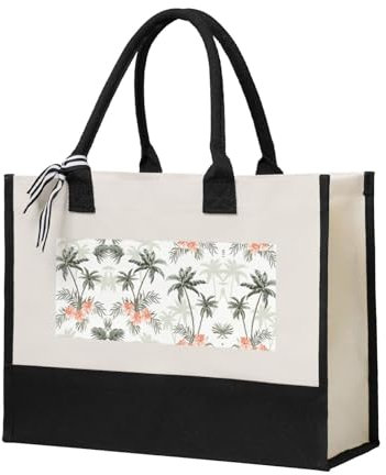 OKFSTY Tropical Palm Trees Christmas Tote Bag,Gifts Beach Bag, Personalized Gift Bag For Women Reusable Shopping Bag