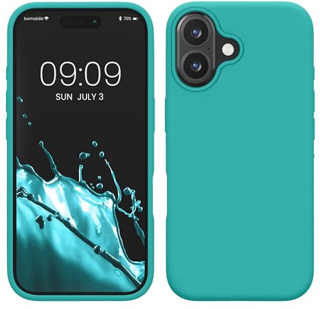 kwmobile Case Compatible with Apple iPhone 16 Plus Case - TPU Silicone Phone Cover with Soft Finish - Turquoise