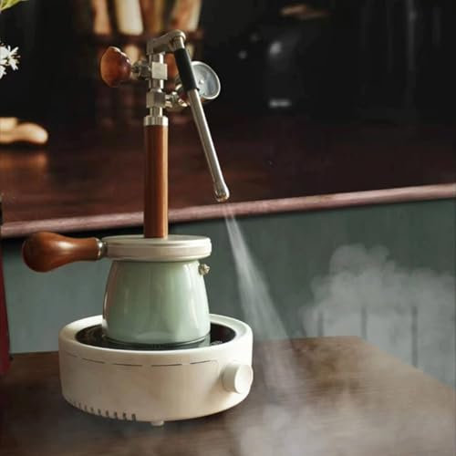 Commercial Milk Frother, Outdoor Steam Boiling Milk Frothing Machine with 3-hole Nozzle, Air Pressure Gauge, Stainless Steel Kettle, Adjustable Angle, for Camping, Open Flame & Induction Hob Heating(G
