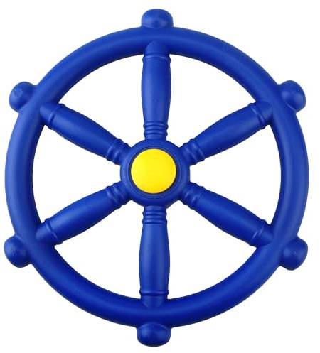 Restroma Kids Playground Steering Wheel Swingset Steering Wheel Plastic Pirate Ship Wheel Playset Accessories for Boys Girls Treehouse Backyard Playhouse (1, Blue)