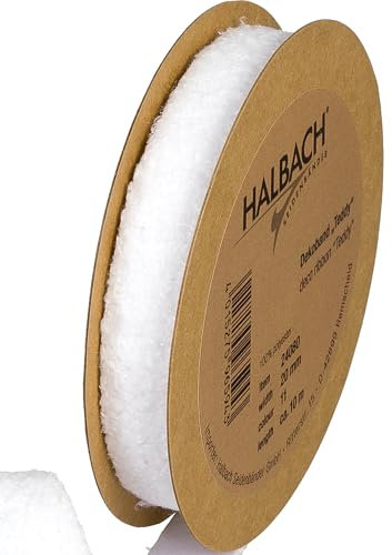 Halbach Seidenbänder Teddy Stoff Dekoband | Breite: 20mm Länge: 10m | Kunstfell-Band zum basteln und nähen | Farbe: weiß