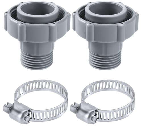 Lyreh 4pcs Swimming Pool Drain Fitting for Coleman, 2pcs Coupling Nuts with 2pcs Clamping Rings Pool Drain Connector Adapter Internal Thread 3/4in Garden Pipe Connection