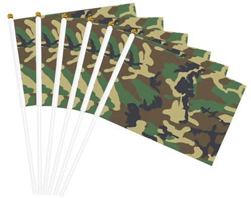 Banderas de mano con estampado de camuflaje militar verde, banderas portátiles para eventos deportivos, celebraciones, decoración interior y exterior