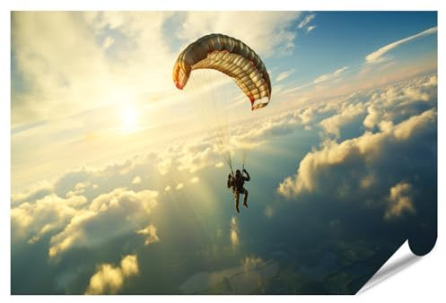 islandburner Prime Bild Poster Fallschirmspringer Im Sonnenuntergang Himmel Premium Bilder Fotodruck