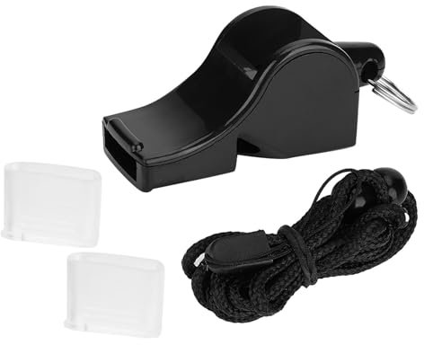Agatige No Roll Ball Referee Whistle, Black Loud ABS Sports Whistle with Strap for Kids, Referees for Soccer, Basketball, Training, Emergency