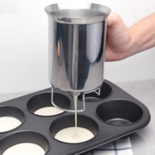 Stainless Steel Batter Dispenser, Cake Pancake Pourer, Waffles Cupcake Batter Dispenser Maker Manual Cooking Crepes Funnel Pourer