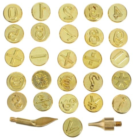 DOITOOL Kit 2 Set Numeri per Pirografia in Ottone Punte per Incisione Legno Pelle e Carta, Strumento per Marchiatura e Progetti Fai da Te, Completo e Portatile per Artigianato e