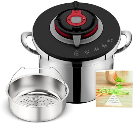 SEB - Cocotte Minute Clipso Chef Expert Acier Inoxydable - 8 L | Autocuiseur multifonction pour 6 à 8 personnes - 4 programmes de cuisson - Minuteur intégré - Système de sécurité 6 points