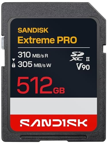 SANDISK Extreme PRO SD UHS-II V90 Karte mit 512 GB (Lesegeschwindigkeiten von bis zu 310 MB/s, Schreibgeschwindigkeiten von bis zu 305 MB/s, kompatibel mit DSLR-Kameras und spiegellosen Kameras)