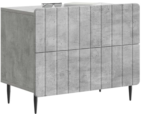 vidaXL Nachttisch Betongrau 62 x 34,5 x 49,5 cm Holzwerkstoff, Wohnzimmer, moderner Nachttisch, Stauraum, kompakter Beistelltisch, minimalistischer Organizer, Möbel für Zuhause