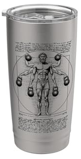 Vitruvian Fitness-Training für Männer Leonardo Da Vinci Kettlebell Lift Doppelwandiger Edelstahl-Thermobecher