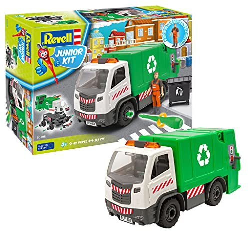 Revell 00808 - Junior Kit Bin Lorry Toy with Action Figure, multi-color