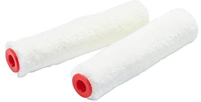 Paquete de 2 mini rodillos de mohair brillante de 4 pulgadas ProDec para un acabado liso con pinturas brillantes y satinadas, barnices y tintes de madera en rodapiés, alféizares de ventanas, puertas