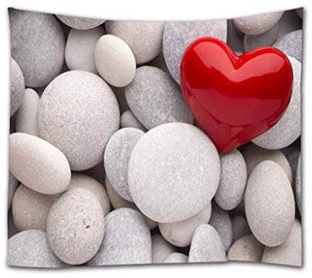 A.Monamour Tapisseries Coeur Rouge Blanc Spa Pierres De Massage Galets Zen Méditation Nature Art Impression Boho Hippie Mandala Tapisserie Tentures Murales Rideau Couvre-Lit Serviette De Plage Nappe