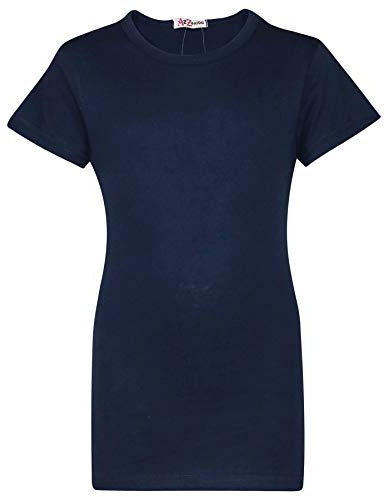 Girls Cotton T Shirt Plain Crew Neck Casual Fashion Top Everyday Wear | Soft Feel Tee Lightweight Breathable Stylish Trendy Wardrobe Essential