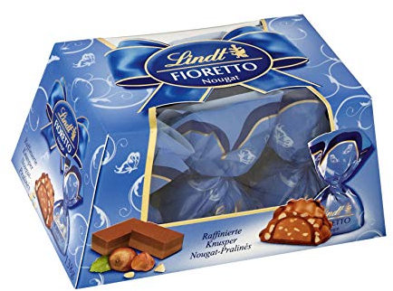 Lindt Fioretto Nougat, Knusper Nougat-Pralinen in Schokoladen-Geschenkbox, 4er-Pack (4 x 138 g)