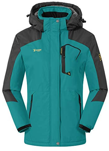 donhobo Damen Winter Fleecejacke Warm Jacke Softshelljacke Atmungsaktiv Outdoor Skijacke Winddichte Wasserdicht Funktionsjacke (Blau, L)