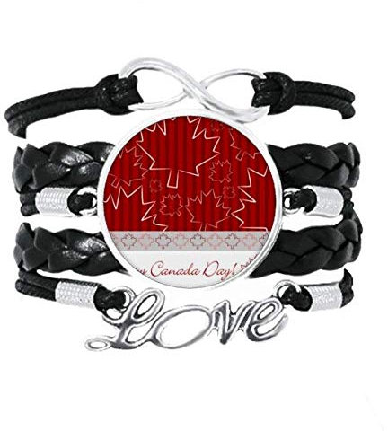 DIYthinker Ahornblatt 4. Juli Happy Canada Day Armband Liebeszubehör gedrehtes Leder Strickseil Geschenk