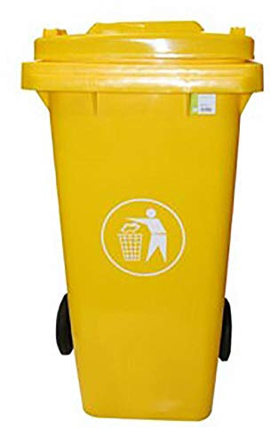 Naturur NT125869 Poubelle avec roues Couvercle 120 L Plastique Jaune