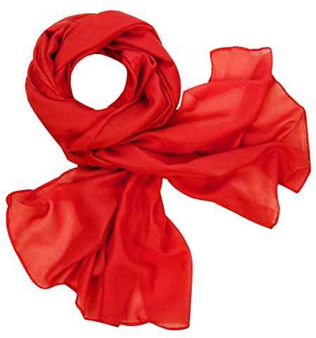 Tuopuda Schal Damen, Stola Sonnenschutz, Halstuch Seidenschals für Abendkleid hochzeit Sandstrand, Tuch aus Baumwolle und Leinen, Geschenk Frauen Seidentuch Einfarbigen 180 * 80CM, rot