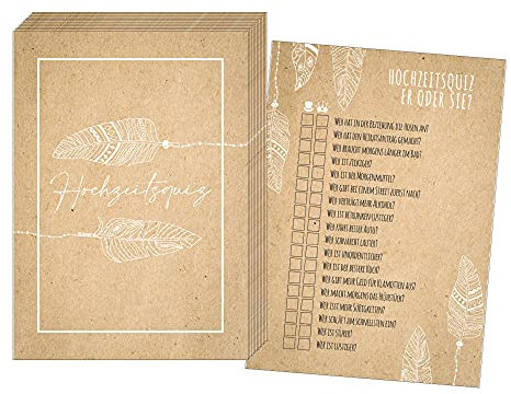 50 Karten Hochzeitsquiz im Boho-Stil, Hochzeitsspiel Braut oder Bräutigam, Hochzeitsspiele für Gäste, Hochzeitsspiel Vintage, Hochzeitsgeschenk Vintage (Boho)