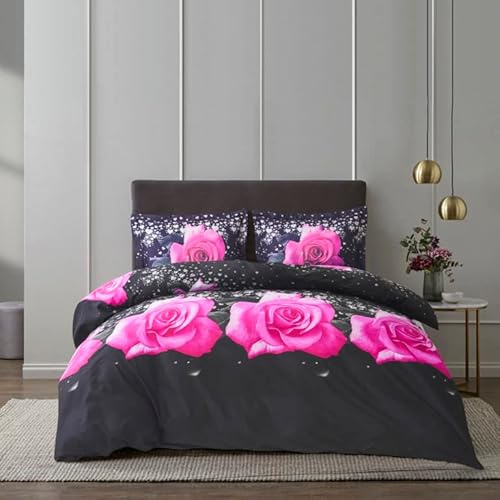 PRIME LINENS 3D Duvet Cover Set 4 Piece Microfiber Printed Design Quilt Cover Bedding Set with Pillow Cases and Extra Fitted Sheet Machine Washable (Super King 4 piece, 3D Printed 357)
